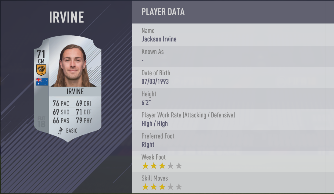 Jackson Irvine - FIFA 18