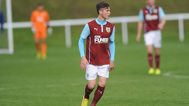 Aiden O'Neill in action for Burnley's youth team.