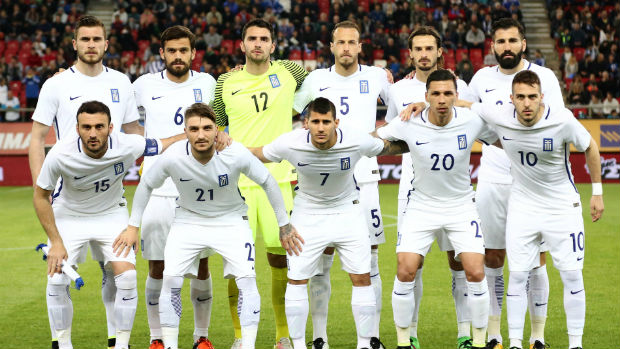 The Greece national team ahead of one of their Euro 2016 qualifiers.