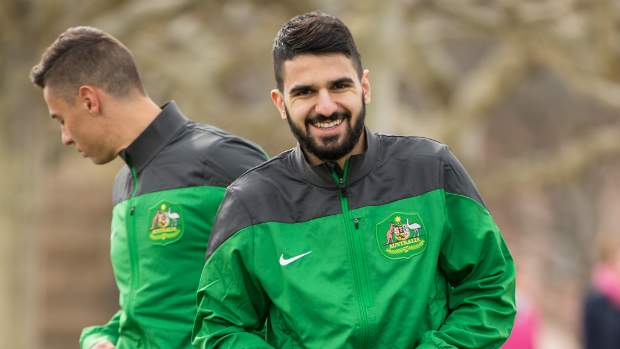 Defender Aziz Behich in camp with the Socceroos in Germany.