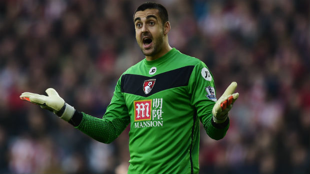Adam Federici in goals for AFC Bournemouth during last season's English Premier League.