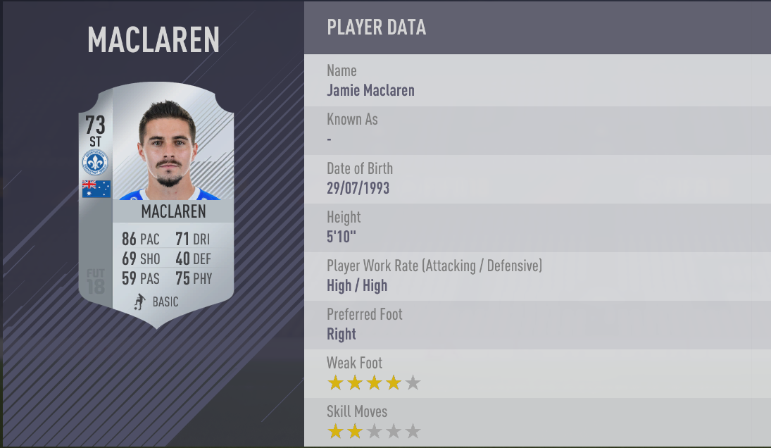 Jamie Maclaren - FIFA 18