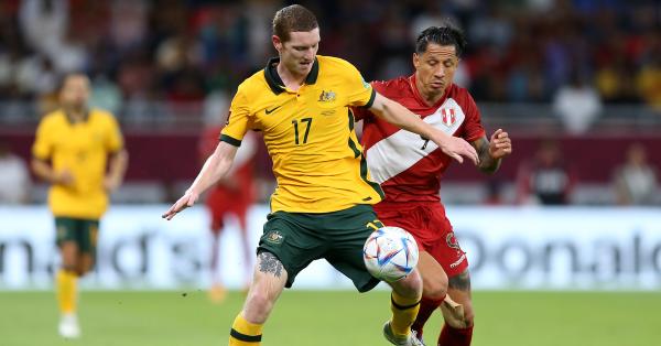 Kye Rowles against Peru in the Socceroos World Cup Playoff