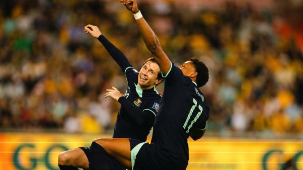 Former club teammates combine as Kusini Yengi scores first Socceroos goal