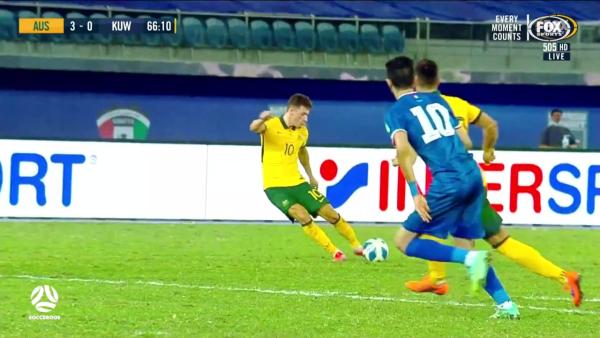 GOAL: Ajdin Hrustic scores stunning free kick for first Socceroos goal | Australia v Kuwait