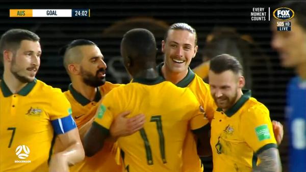 GOAL: Jackson Irvine bundles in Socceroos' second goal from Martin Boyle penalty | Australia v Kuwait