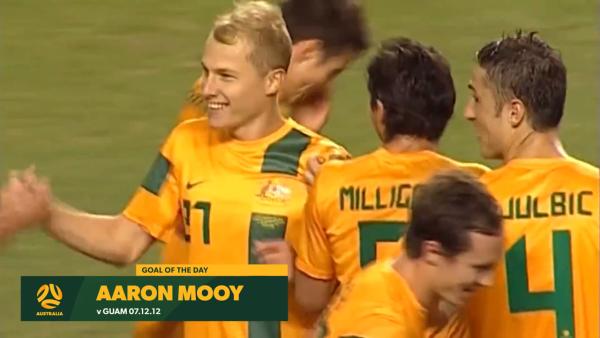 Aaron Mooy buries free kick on Socceroos debut in 2012