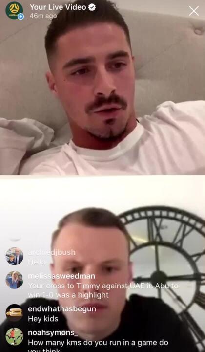 Jamie Maclaren & Brad Smith Instagram Split Screen