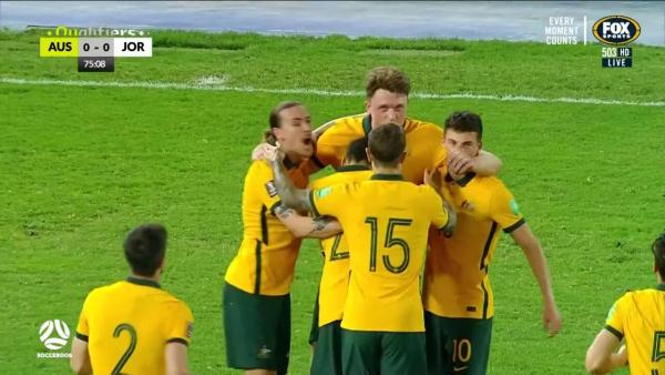 GOAL: Harry Souttar heads home Socceroos' winning goal | Australia v Jordan | FIFA World Cup 2022 qualifier