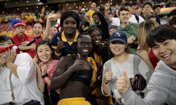 Awer Mabil and Socceroos fans