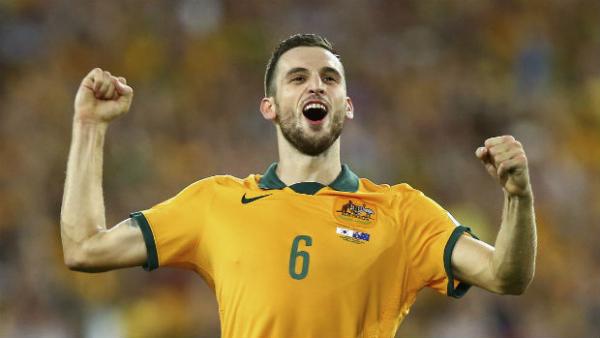 Matthew Spiranovic celebrates the Socceroos' 2015 Asian Cup final win.