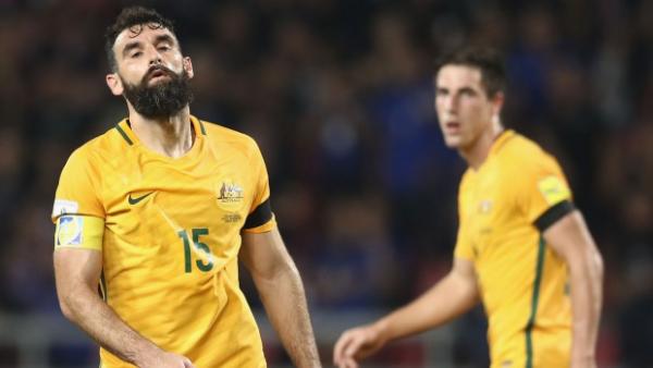 Mile Jedinak reacts during the Caltex Socceroos' draw with Thailand.