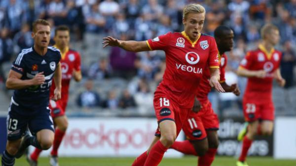 Midfielder James Jeggo in action for former club Adelaide United in the Hyundai A-League last season.