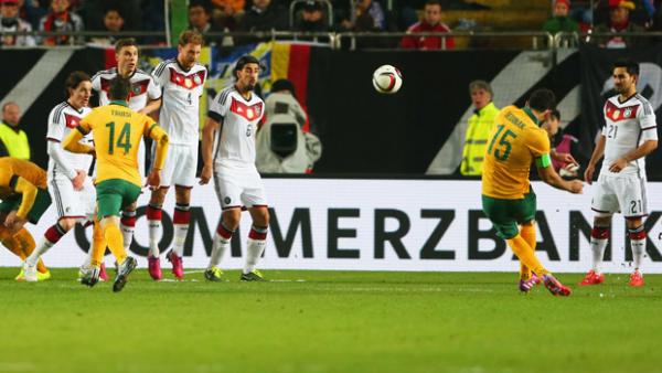 Mile Jedinak's milestone free-kick against Germany.