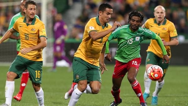 Tim Cahill on the ball during Australia's 5-0 win over Bangladesh in Perth in September.