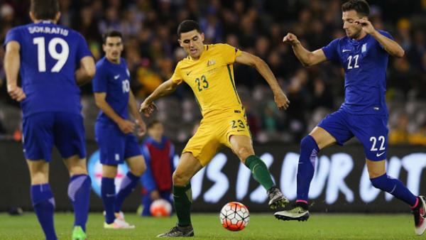 Tom Rogic was well contained by Greece in Melbourne.