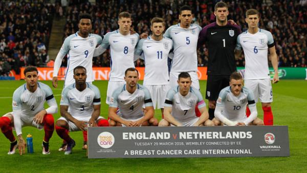 England players pose for a team photo prior to March's friendly against Holland.