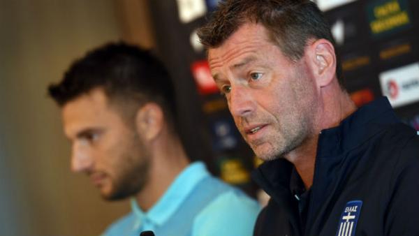 Greece coach Michael Skibbe addresses media ahead of the start of the Dodoni Series.