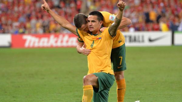 Cahill celebrates after scoring against China PR.